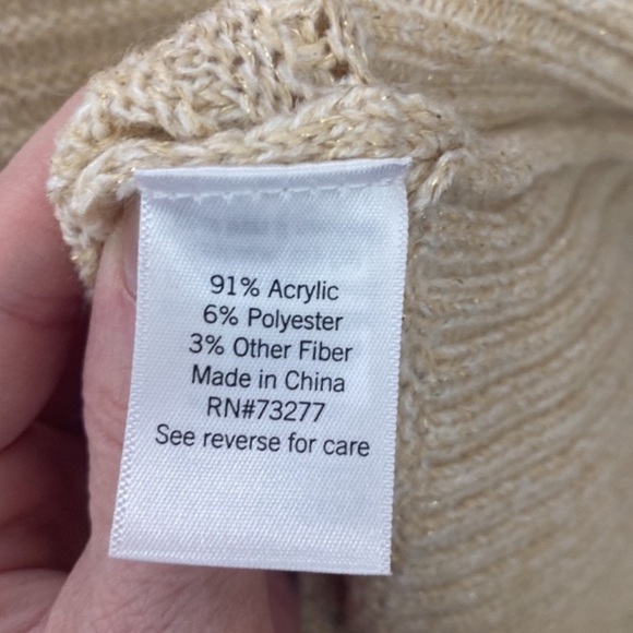 Nine West NWT cream colored sweater with gold thread - Picture 11 of 12